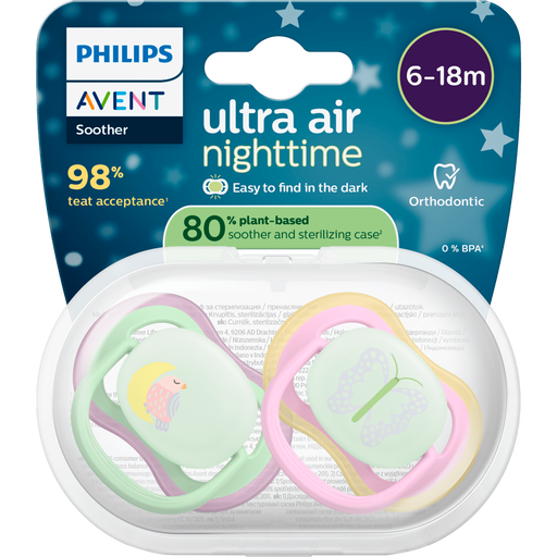 Philips Avent Fopspeen Ultra Air Night 6-18M SCF376/29 2 stuks