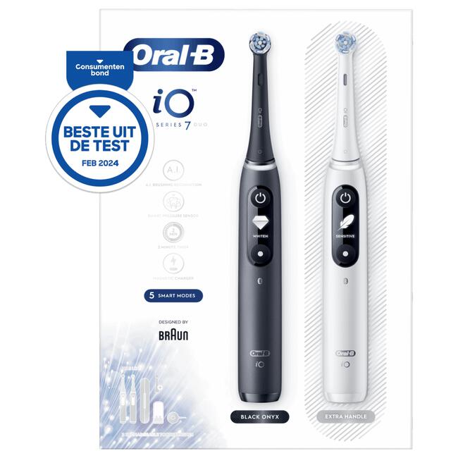 Oral-B iO 7 Zwart & Wit 2 Elektrische Tandenborstels By Braun