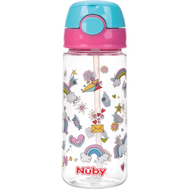 Nûby Beker met Zacht Rietje en Drukknop Uit Tritan Roze 3+ J 540 ML
