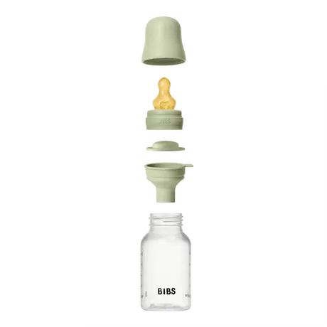 BIBS Babyfles Slow Flow Latex Sage incl. opvouwbaar trechtertje 150 ML