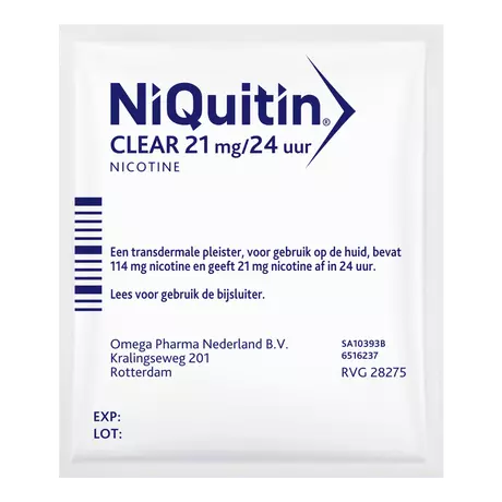 NiQuitin Clear 21 MG Transparante Nicotinepleisters Stap 1 14 stuks