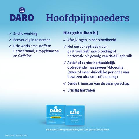 Daro Hoofdpijnpoeders 20 Sachets