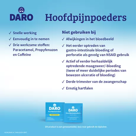 Daro Hoofdpijnpoeders Sachets 20 stuks