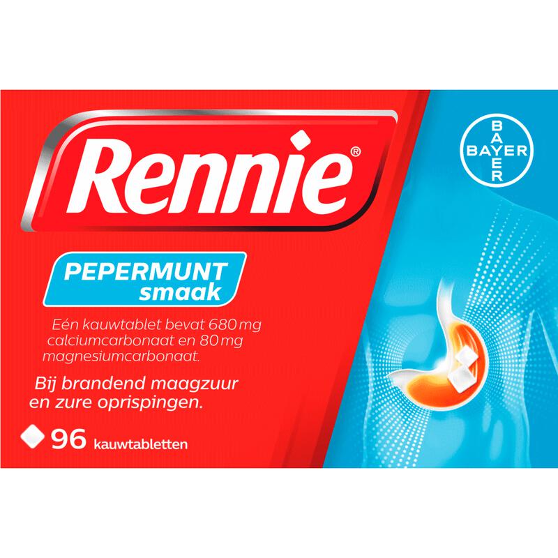 Rennie Pepermunt Kauwtabletten Bij Brandend Maagzuur 96 stuks