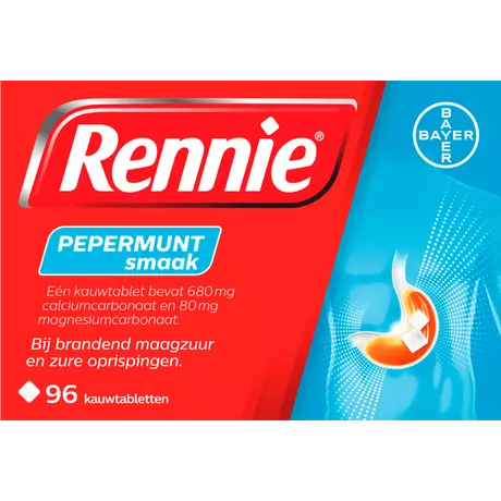 Rennie Pepermunt Kauwtabletten Bij Brandend Maagzuur 96 stuks