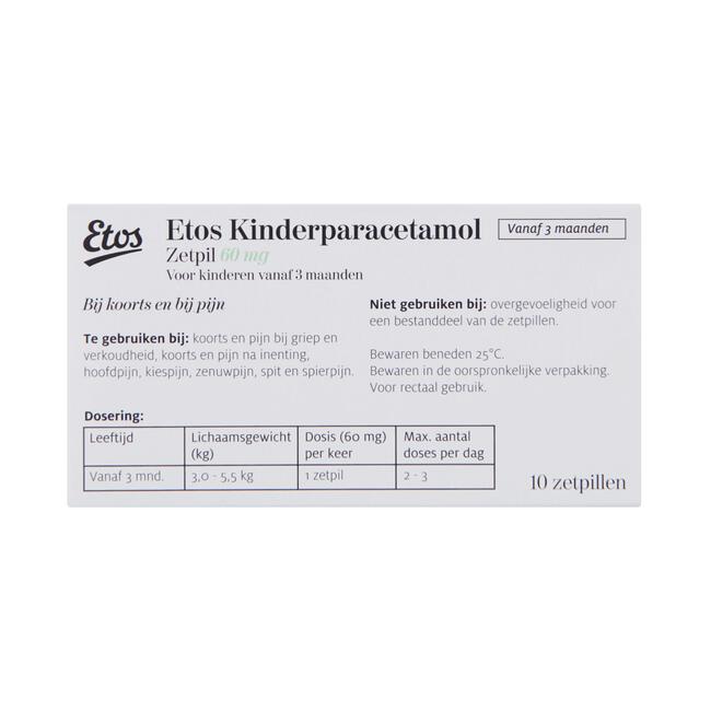 Etos Kinderparacetamol 60 mg Zetpil
