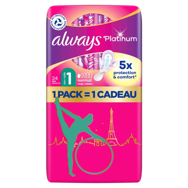 Always Platinum Maandverband Met Vleugels Normal 24 Stuks