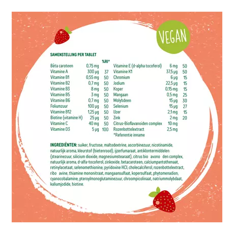 Dagravit Natural Kids Multi Aardbei Kauwtabletten 60 stuks