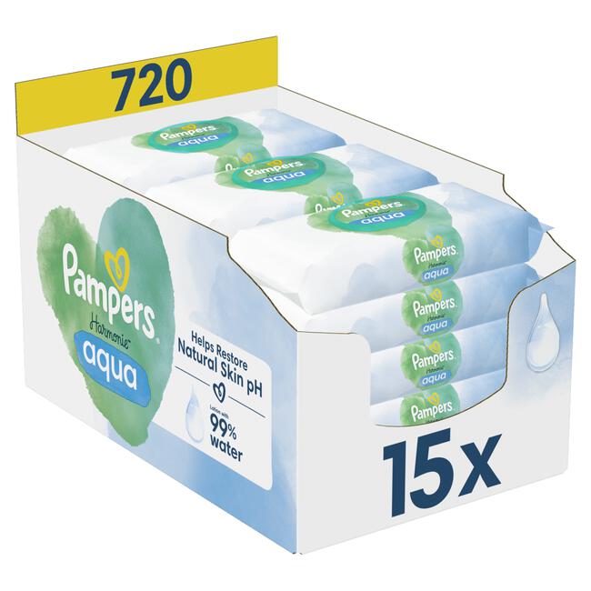 Pampers Harmonie Aqua Billendoekjes 15x48 Stuks