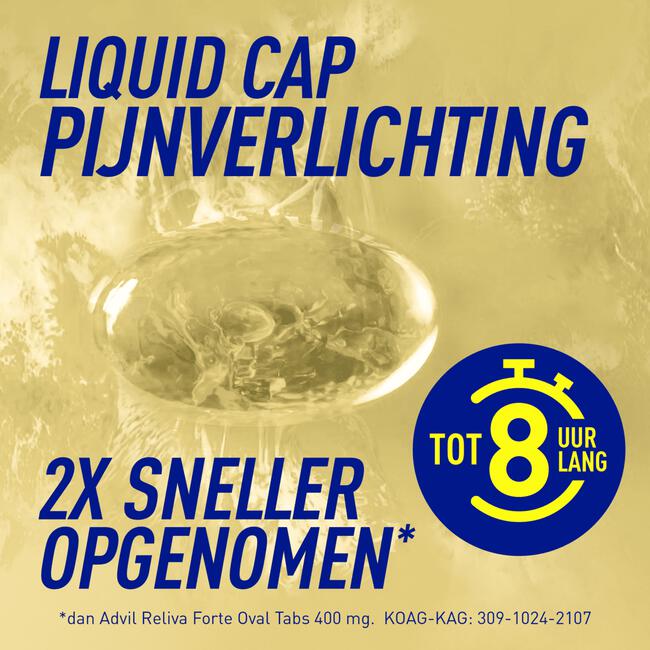 Advil Reliva Forte Liquid-Caps 400 mg Ibuprofen voor pijn en koorts