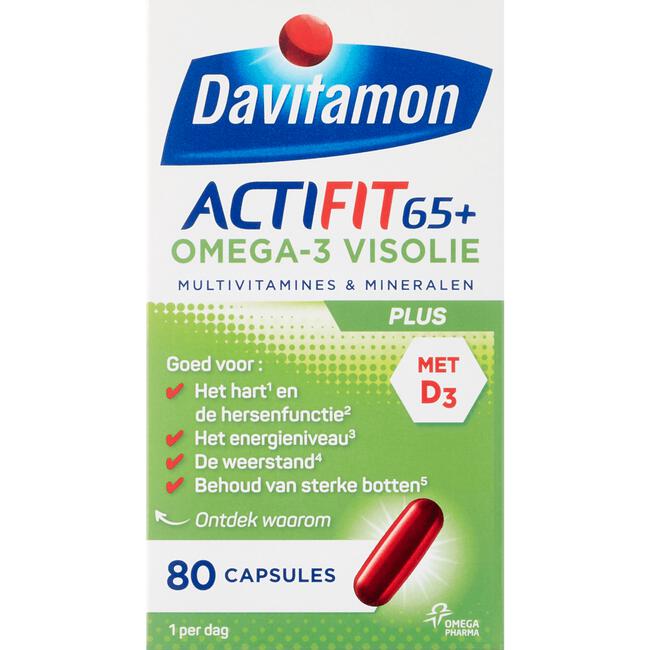 Marty Fielding Accountant ontspannen Davitamon Actifit 65+ Omega 3 Visolie Capsules 80 EA | Etos