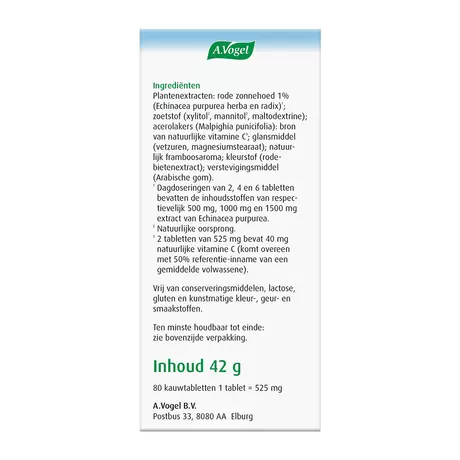 A.Vogel Echinaforce Junior met Vitamine C Weerstand1* Kauwtabletten 80 stuks