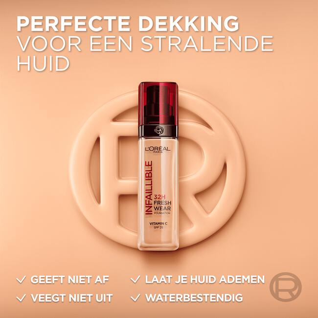 L'Oréal Paris Infaillible 32HR Fresh Wear 145 Beige Rose Foundation met SPF25 30 ML