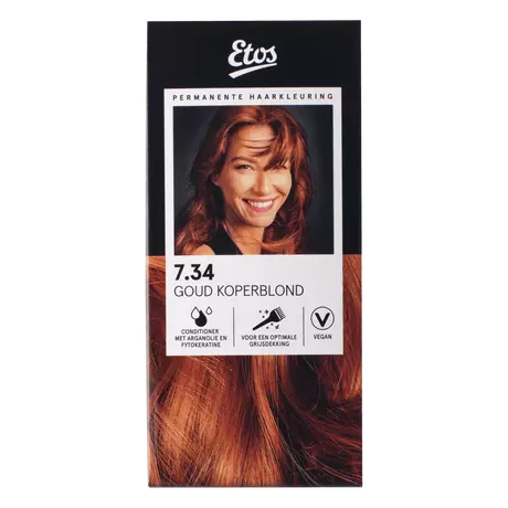 Etos Permanente Haarkleuring 7.34 Goud Koperblond