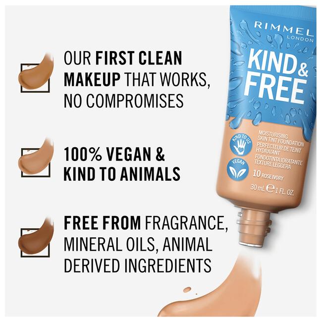 Rimmel London KIND & FREE Vegan Foundation 210 Golden Beige
