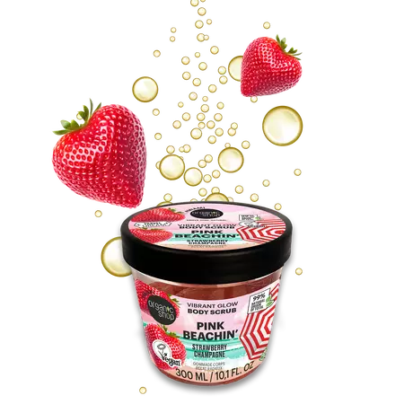 Organic Shop Pink Beachin B-Scrub Vibrant Glow Strawberry 300 ML