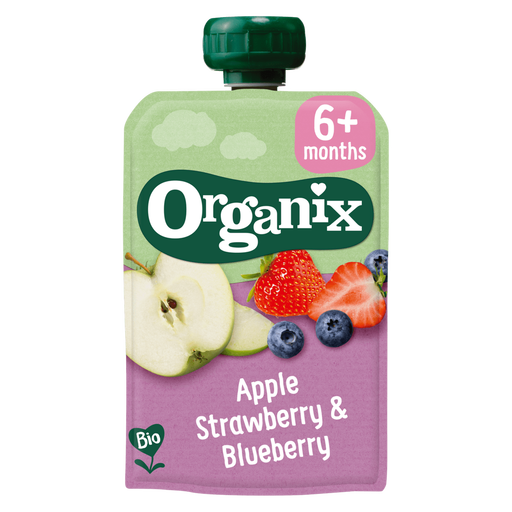Organix Knijpfruit Appel Aardbei Bosbes 6+ Maanden 100 gram
