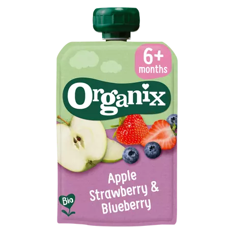 Organix Knijpfruit Appel Aardbei Bosbes 6+ Maanden 100 gram