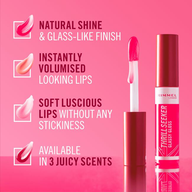 Rimmel London Thrill Seeker Glassy Gloss Lipgloss 150 Pink Candy 10 ML