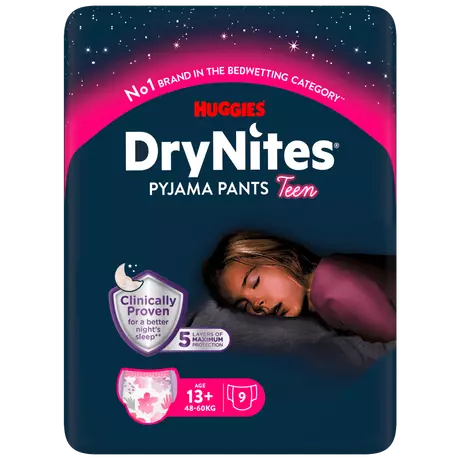 Huggies DryNites Nachtbroekjes Meisjes 13+ jaar 9 stuks
