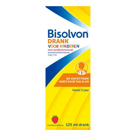 Bisolvon Hoestdrank Voor Kinderen Aardbeiensmaak 4 MG/5 ML 125 ML