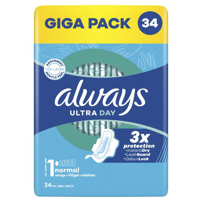 Always Ultra Maandverband Normal Met Vleugels 34 stuks