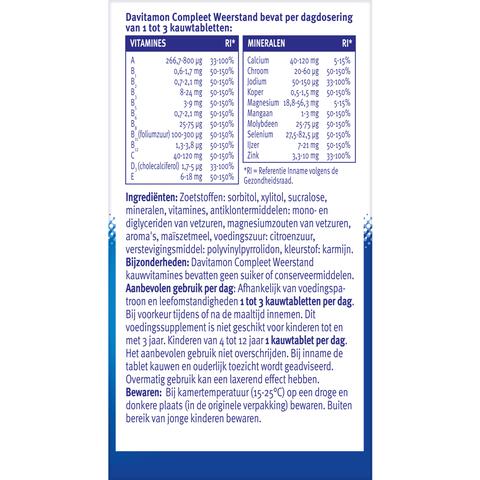 Davitamon Compleet Weerstand Met Vitamine C&D Multivitamine Bosvruchten 60 kauwtabl