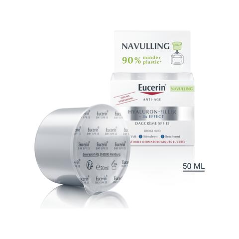 Eucerin Hyaluron-Filler + 3x EFFECT Dagcrème SPF15 Navulling 50 ML