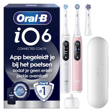 Oral-B iO 6 Wit & Roze Duo Elektrische Tandenborstels
