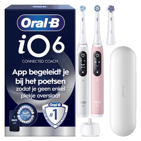 Oral-B iO 6 Wit & Roze Duo Elektrische Tandenborstels