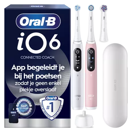 Oral-B iO 6 Wit & Roze Duo Elektrische Tandenborstels