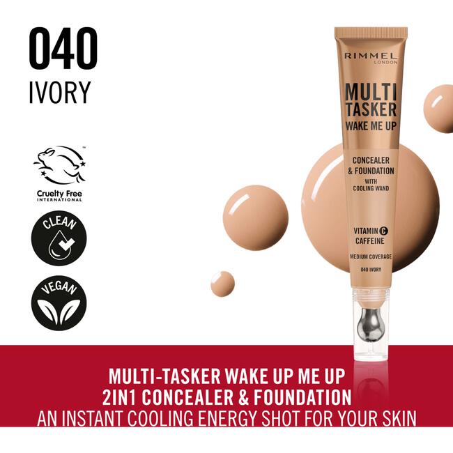 Rimmel Multi-Tasker Wake Me Up Concealer en Foundation 040 Ivory