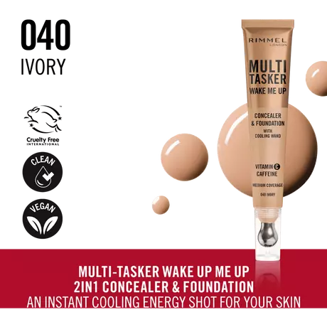Rimmel London Multi-Tasker Wake Me Up Concealer en Foundation 040 Ivory