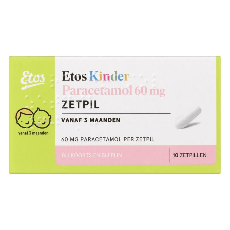 Etos Kinderparacetamol 60 MG Zetpil 10 stuks
