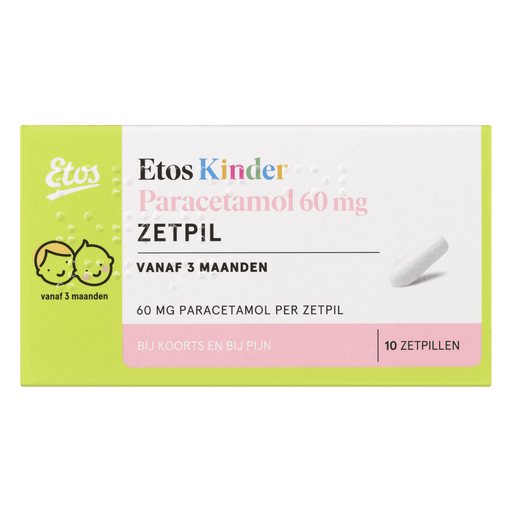 Etos Kinderparacetamol 60 MG Zetpil 10 stuks