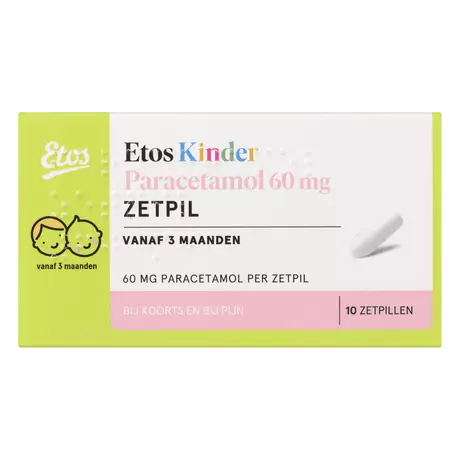 Etos Kinderparacetamol 60 MG Zetpil 10 stuks