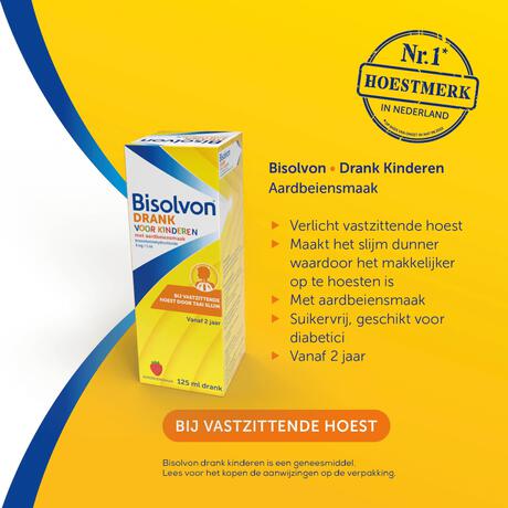 Bisolvon Hoestdrank Voor Kinderen Met Aardbeiensmaak 4 mg/5 ml 125 ML