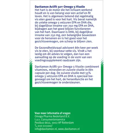 Davitamon Actifit 50+ Omega-3 Visolie Capsules 90 stuks