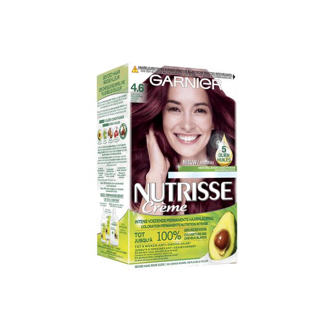 Garnier Nutrisse Crème Permanente Haarverf 4.6 Diep Rood Middenbruin
