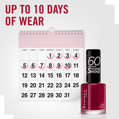 Rimmel London 60 Seconds Super Shine nagellak 320 Rapid Ruby