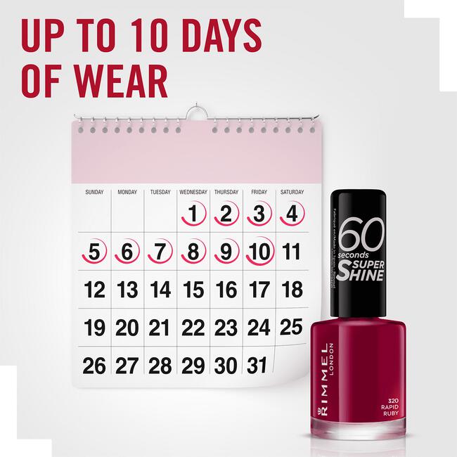 Rimmel London 60 Seconds Super Shine nagellak 320 Rapid Ruby