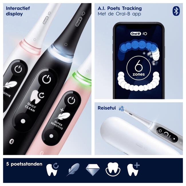 Oral-B iO 6 Wit & Roze 2 Elektrische Tandenborstels By Braun