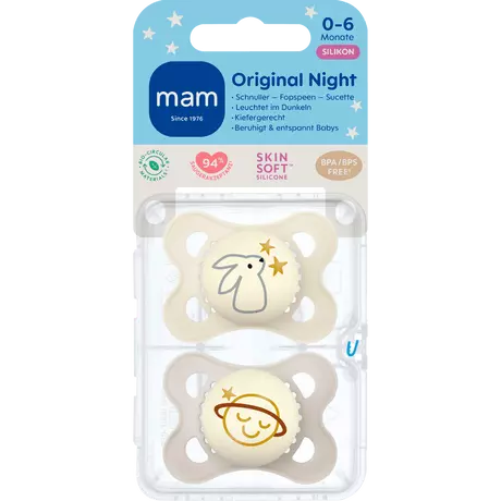 MAM Original Fopspeen Night 0-6 Maanden Beige 2 stuks
