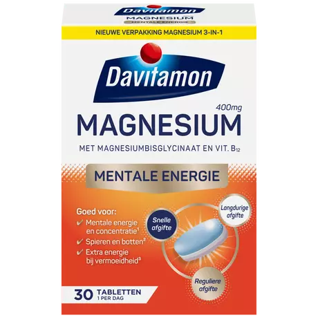 Davitamon Magnesium Vitamine B12 Mentale Energie Tabletten 30 stuks