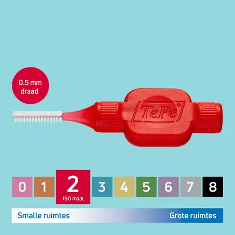 TePe Interdentale Ragers Original Rood&nbsp;ISO Maat 2 0,5 mm 6 stuks