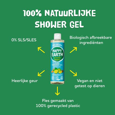 Happy Earth Cedar Lime 100% Natuurlijke Douchegel 300 ML