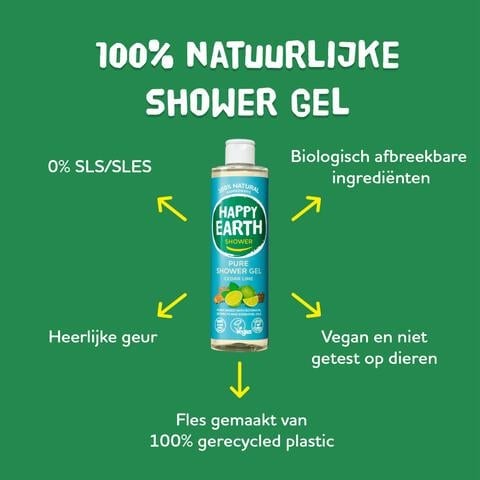 Happy Earth Cedar Lime 100% Natuurlijke Douchegel 300 ML