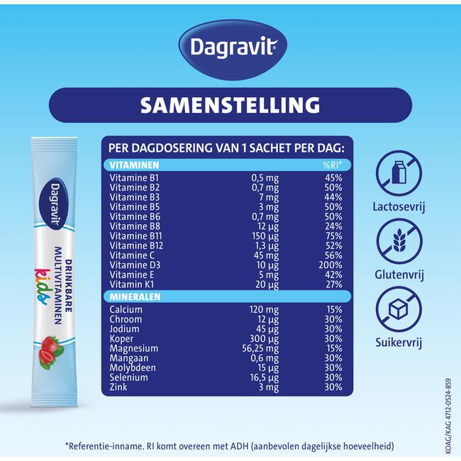 Dagravit Complete Start Kids Multivitamine Aardbei 30 stuks