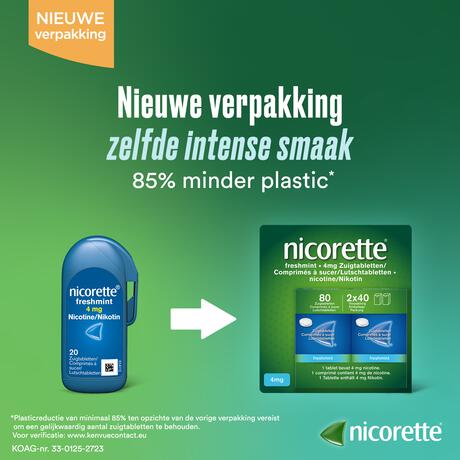 Nicorette Freshmint Suikervrij Zuigtabletten 4 MG Nicotine 80 Stuks