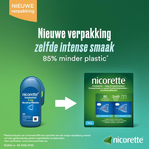 Nicorette Freshmint Suikervrij Zuigtabletten 4 MG Nicotine 80 Stuks